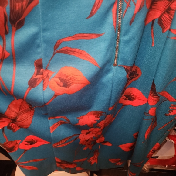 Ted Baker Turquiose and Orange Floral Cocktail Dress Size 5 - Picture 9 of 13